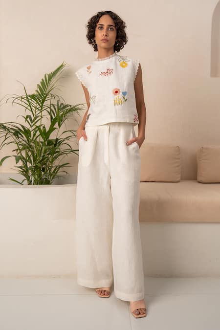 Arcvsh by Pallavi Singh Floral Embroidered Top With Pant 