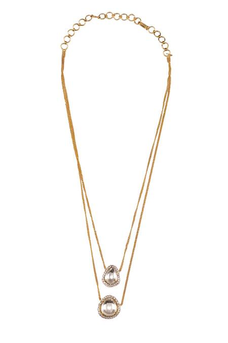 Vasundhara_Gold Plated Stone Embellished Layered Necklace _Online_at_Aza_Fashions