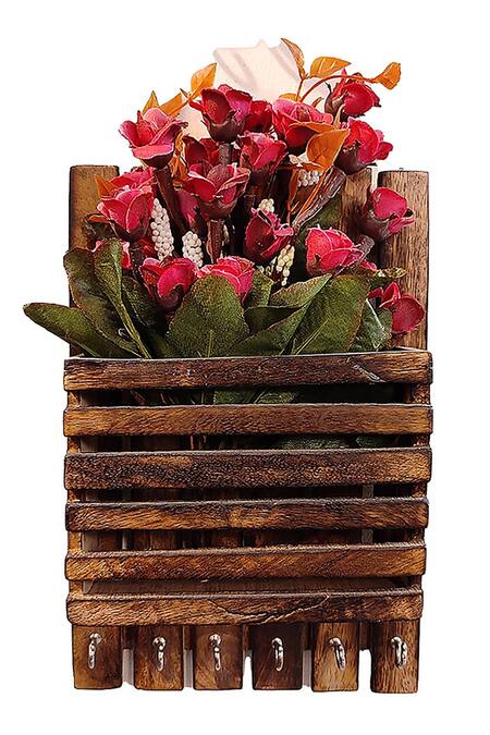 Buy Order Happiness Brown Wood Planter at Aza Fashions Buy_Order Happiness_Brown Wood Planter_at_Aza_Fashions