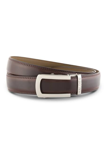 Shop HaldèN Brown Leather Buckle Belt at Aza Fashions Shop_HaldèN_Brown Leather Buckle Belt_at_Aza_Fashions
