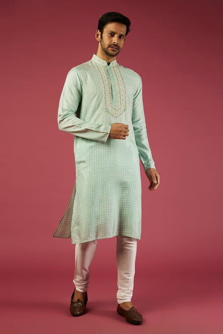 Krishna Mehta Tussar Geometric Print Kurta Set 