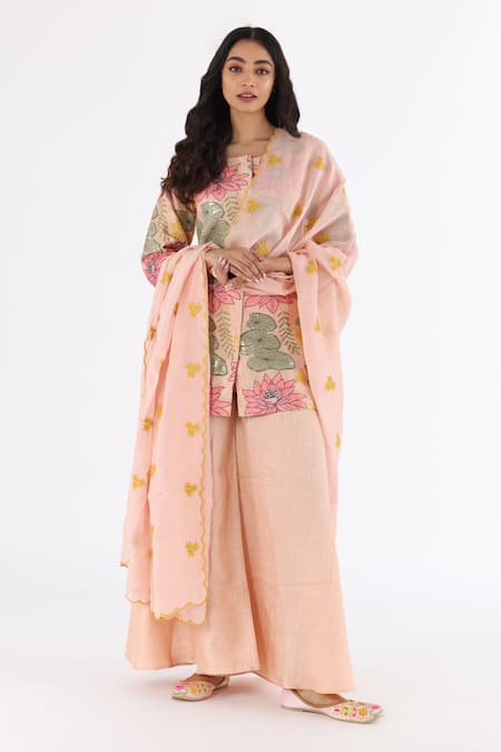 Nakita Singh Lotus Thread Embroidered Kurta Set 