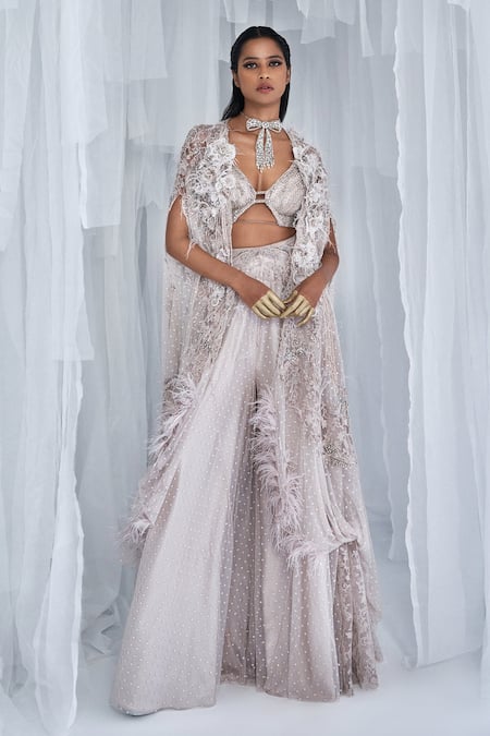 Dolly J Eliza Sharara Set With Embroidered Cape 