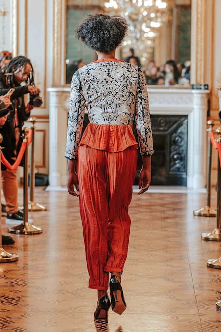 Shop Dash And Dot Brown 100% Recycled Polyester Band Collar Hand-crushed Shirt And Pant Set at Aza Fashions Shop_Dash And Dot_Brown 100% Recycled Polyester Band Collar Hand-crushed Shirt And Pant Set _at_Aza_Fashions