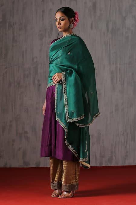 Weaver Story Hand Embroidered Zardozi Border Dupatta 
