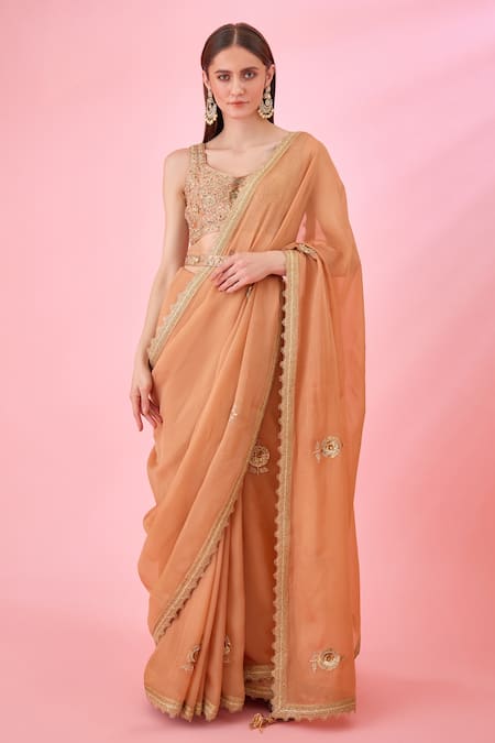 Shyam Narayan Prasad Border Embroidered Saree With Blouse 