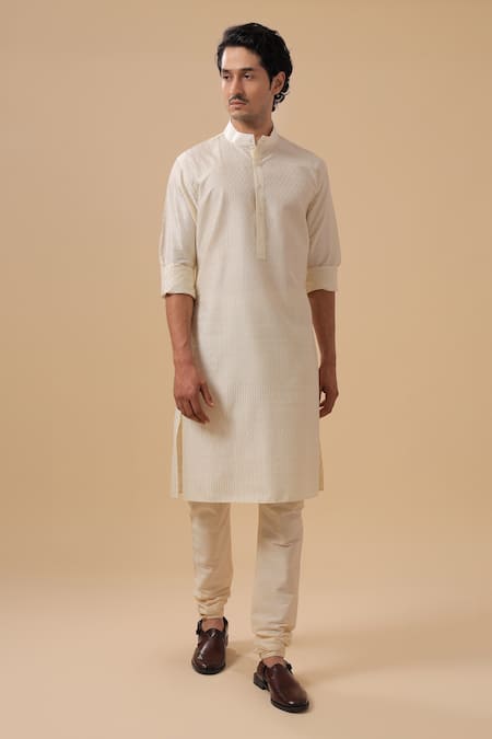 Raghavendra Rathore Blue Raw Silk Tonal Embroidered Kurta 