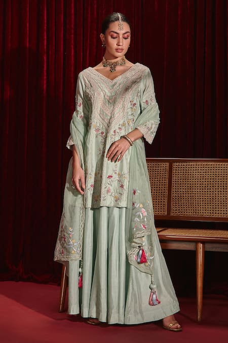 Ajiesh Oberoi Kavyanjali Embroidered Kurta Sharara Set 