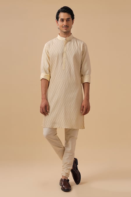 Raghavendra Rathore Blue Geometric Pattern Kurta 