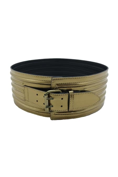 Trov Gold Ash Textured Metallic Belt 