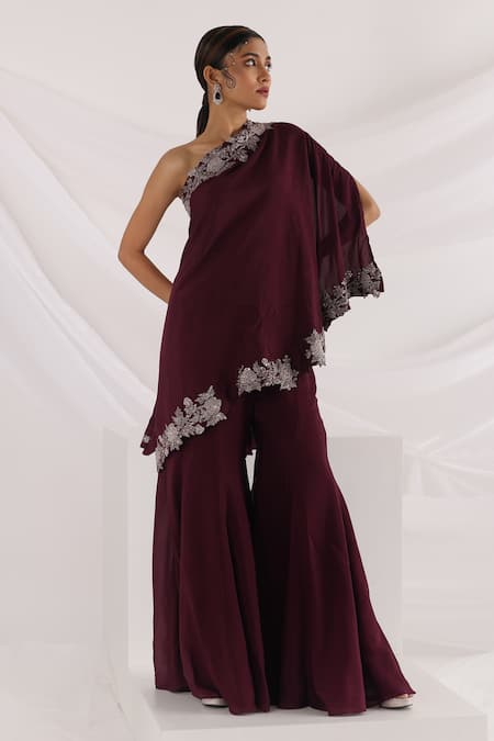Smriti By Anju Agarwal One Shoulder Tunic & Sharara Set 