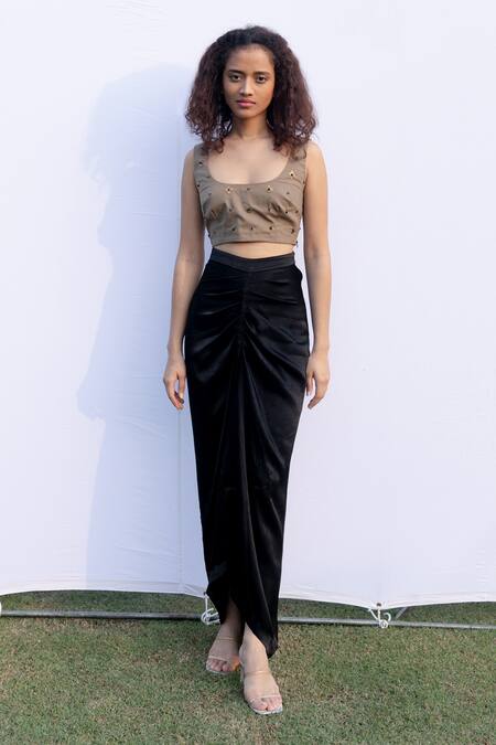 Buy Kavya Singh Kundu Beige Cotton, Silk, Satin Sequins Scoop Neck Foxy Crop Top With Draped Skirt Online at Aza Fashions Buy_Kavya Singh Kundu_Beige Cotton, Silk, Satin Sequins Scoop Neck Foxy Crop Top With Draped Skirt _Online_at_Aza_Fashions