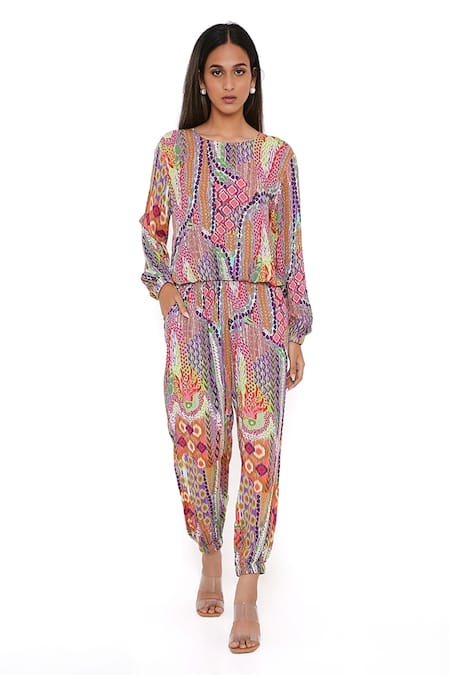 PS Pret by Payal Singhal African Print Top & Joggers Set 