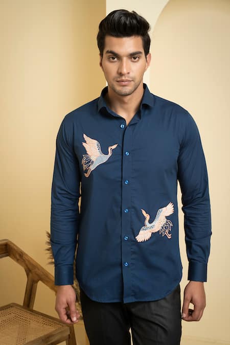 Hilo Design Cran Thread Embroidered Shirt 