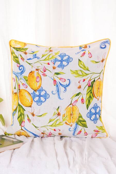 ConsciousCo Multi Color Cotton Linen Printed Sicilian Summer Cushion Cover