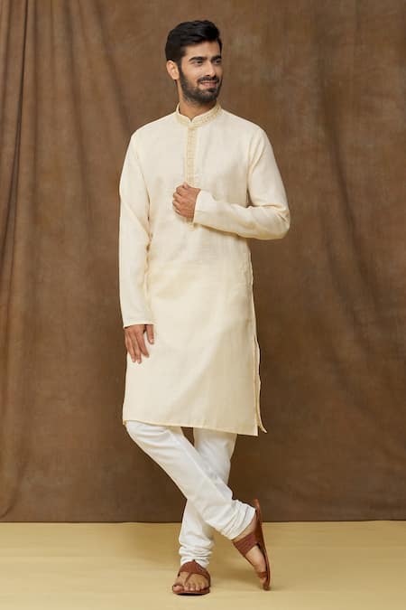 Samyukta Singhania Straight Linen Cotton Pastel Kurta 