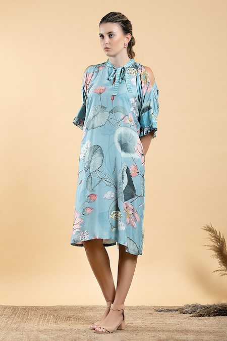 Divi by sonal khandelwal Nelumbo Print Kaftan Dress 