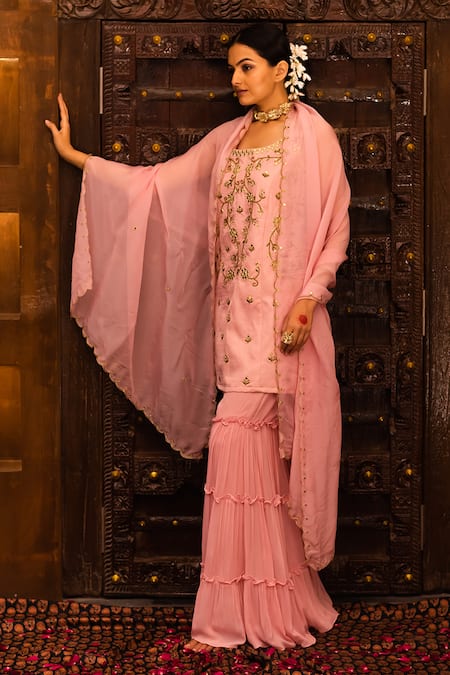 Vana Ethnics Mirror Embellished Top Sharara Set 