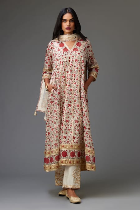 KORA Silk Chanderi Kurta Set 