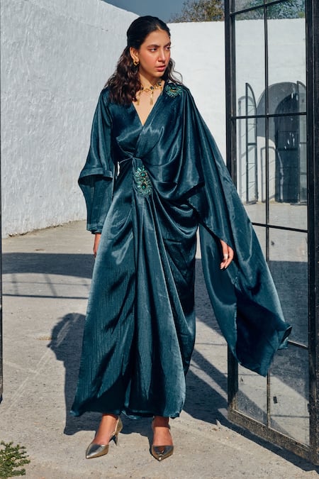 HOUSE OF FETT Jade Pleated Draped Gown 