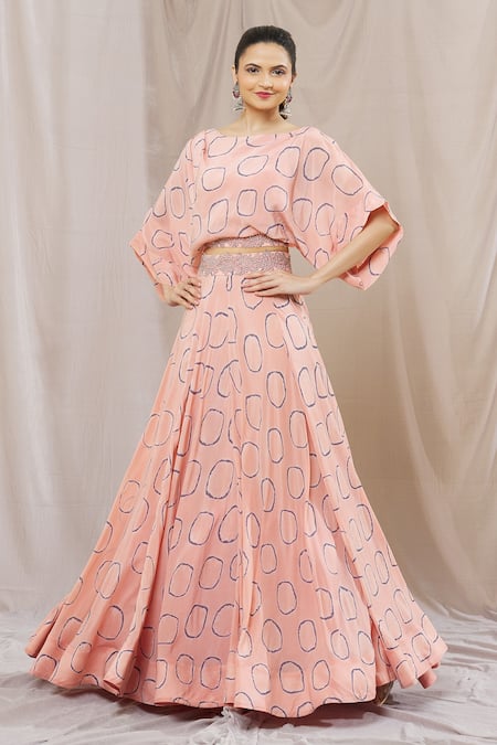 Nupur Kanoi Abstract Circle Print Lehenga & Top Set 