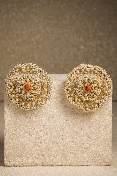 Tarun Tahiliani Round Embellished Stud Earrings 