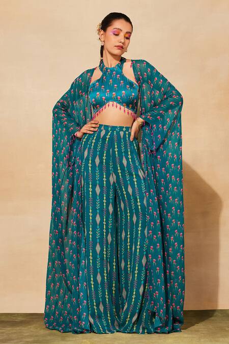 DiyaRajvvir Tulip Print Cape Sharara Set 