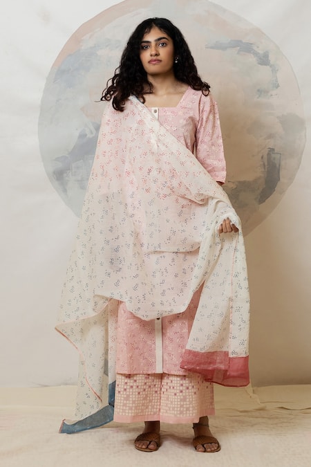 BANANA labs Cotton Geometric Pattern Kurta Pant Set 
