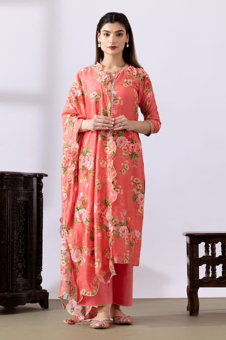 Abbaran Printed Straight Kurta Palazzo Set 