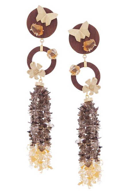 Madiha Jaipur Black Gold Plated Uncut Earrings