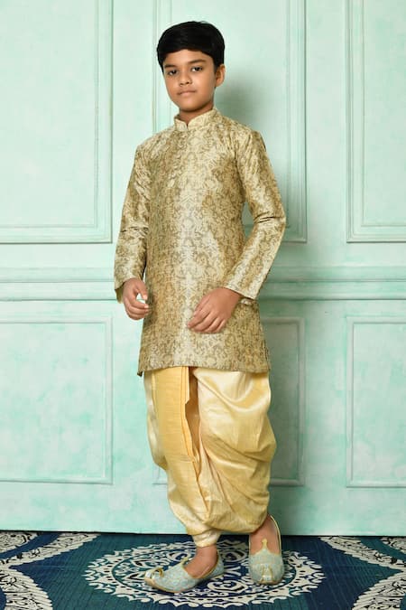 Arihant Rai Sinha Brown Kurta  Jamawar Patterned And Dhoti Set 