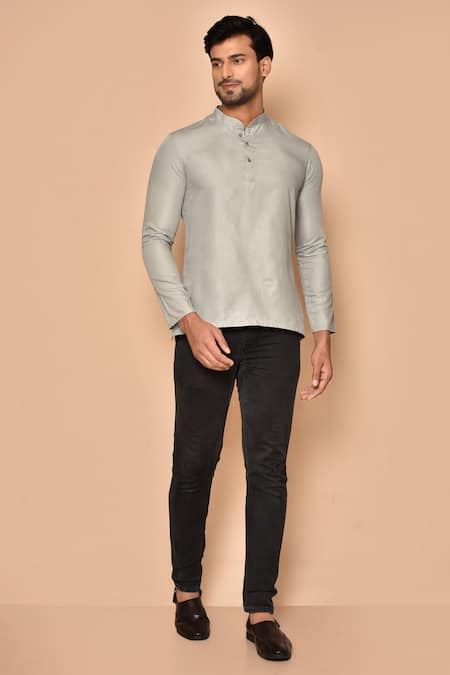 Aryavir Malhotra Button Placket Short Kurta 