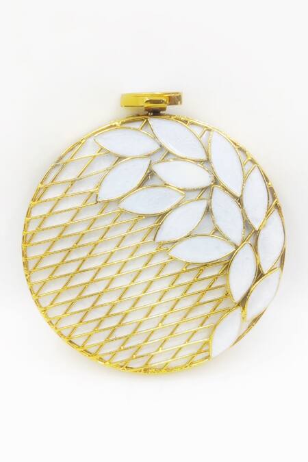 Shop Handle Those Bags Gold Mother Of Pearl Clutch at Aza Fashions Shop_Handle Those Bags_Gold Mother Of Pearl Clutch_at_Aza_Fashions