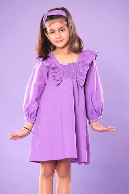 Littlecheer Purple Cotton Glass Neck A-line Dress