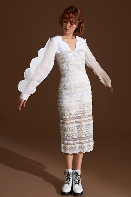 Archana Rao Embroidered Tube Dress With Shirt 