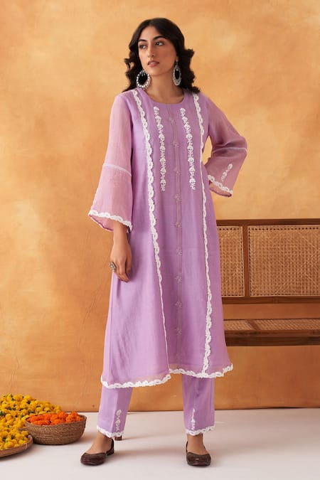 Shipraa Grover Luna Resham Embroidered  Kurta & Pant Set 