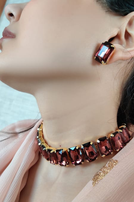 Maroon store crystal necklace