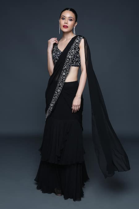 Sanjev Marwaaha Pre Draped Ruffle Saree 