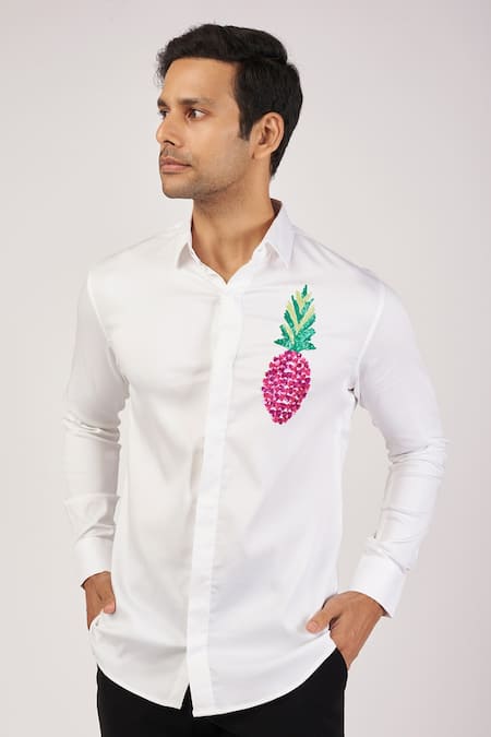 Sanjana Reddy Designs Pineapple Embroidered Shirt 