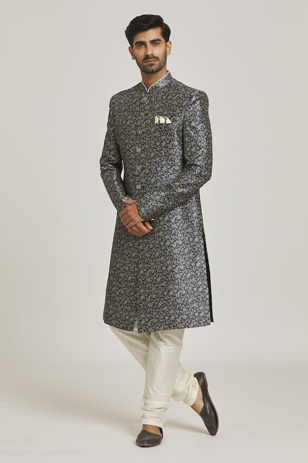 Samyukta Singhania Floral Print Button Down Sherwani Set 