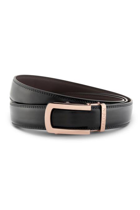Shop HaldèN Black Leather Buckle Belt at Aza Fashions Shop_HaldèN_Black Leather Buckle Belt_at_Aza_Fashions