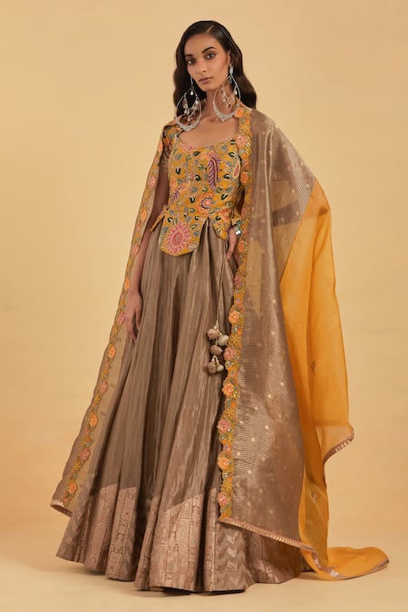 Buy Grey Rajwadi Silk Wedding Wear Aari Work Lehenga Choli Online From  Wholesale Salwar.