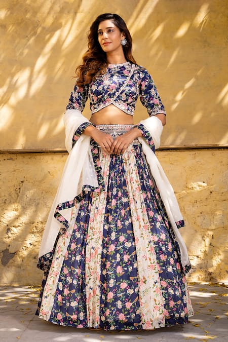 Suruchi Parakh Floral Pattern Panelled Lehenga Set 