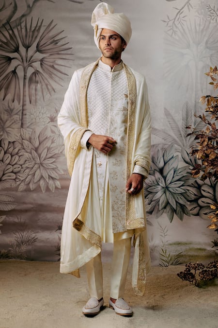 Philocaly Chakor Forest Theme Embroidered Sherwani Set 