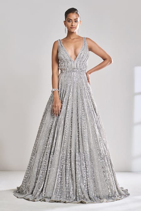 Plazo Dress for Wedding Party Silver Color| Salwar kameez Net