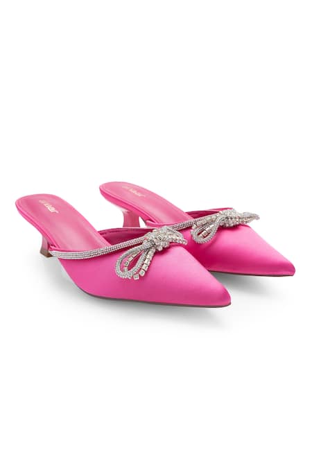 Buy Pink Ornate Bow Debutante Embellished Heels by Anaar Online at