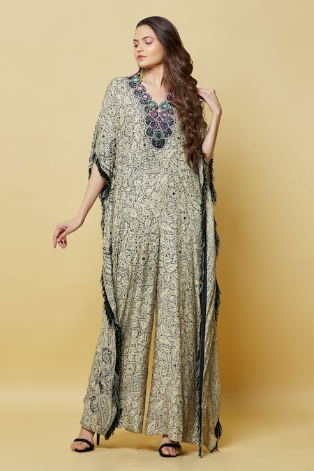 Nupur Kanoi Embroidered Neckline Jumpsuit 