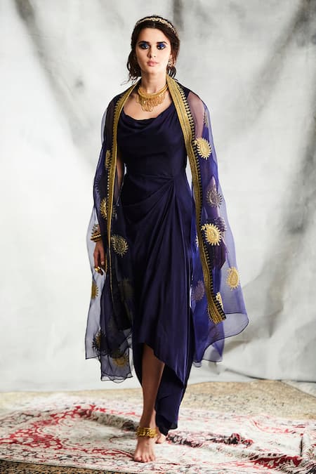 Tisha Saksena Safavid Draped Dress With Cape 