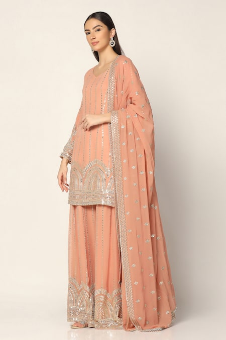 Two Sisters By Gyans Zari Embroidered Kurta Sharara Set 
