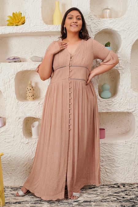 Pluss women clearance maxi beige dress